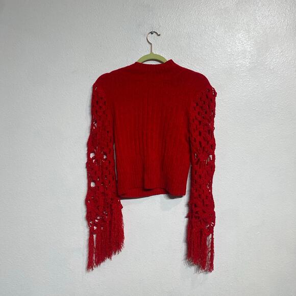 Michael Simon Red Cropped Sample Vintage Sweater Sz M - Picture 9 of 12